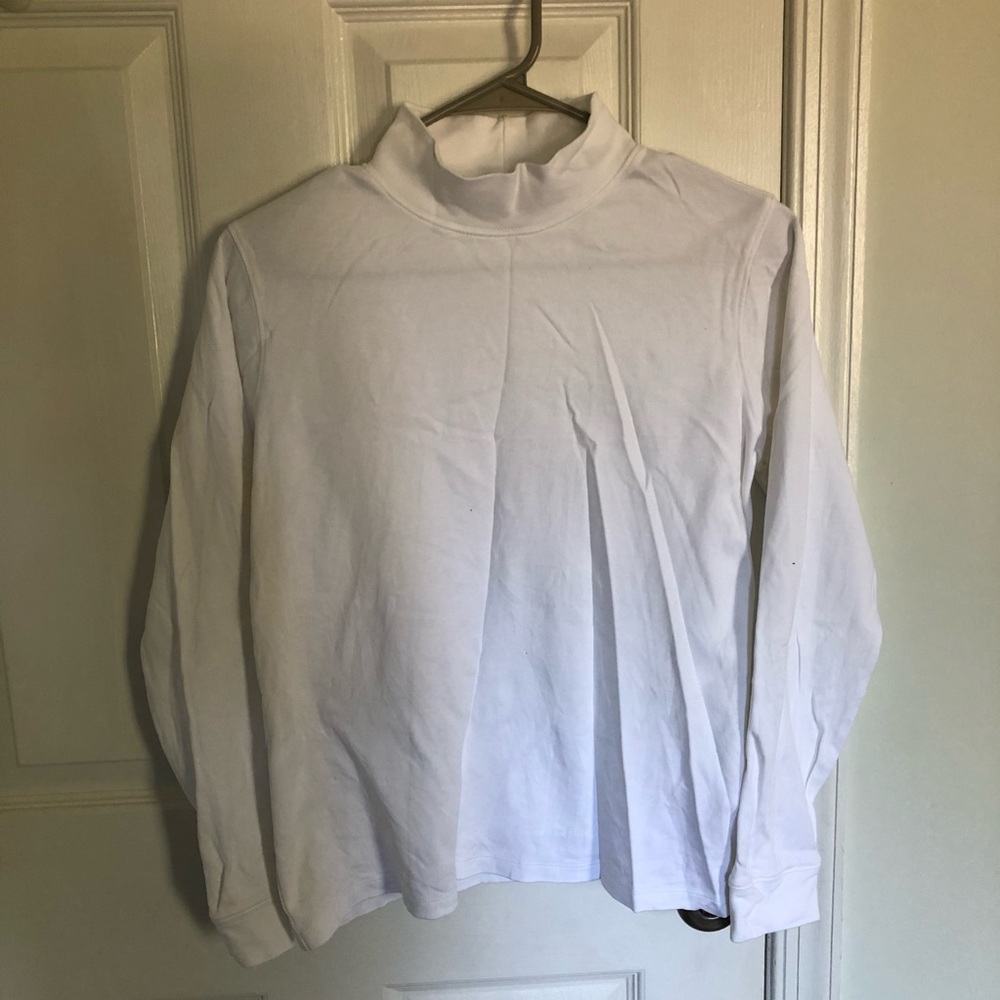 L.L.Bean White Interlock Mock Neck Shirt